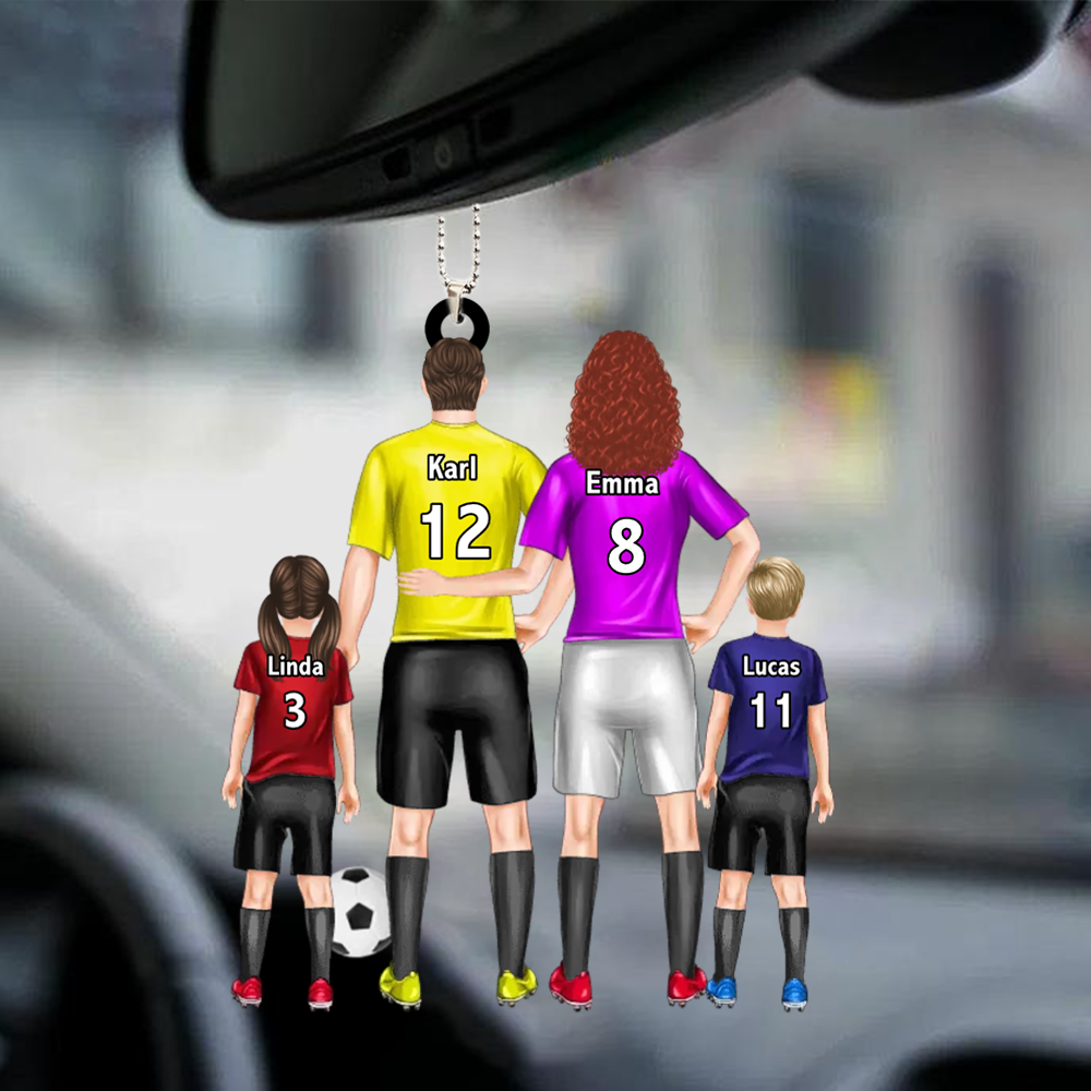 Fußballfamilie - Personalisierter Acrylanhänger mit Eltern und Kinder