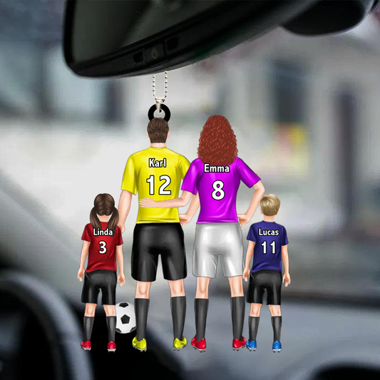 Fußballfamilie - Personalisierter Acrylanhänger mit Eltern und Kinder