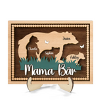 Mama Bär-Personalisierter 2-Schicht-Holzaufsteller mit Bärenmotiv