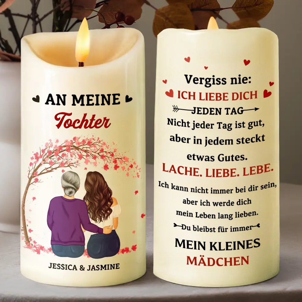 An meine Tochter/Enkelin Personalisierte LED-Kerze mit Figuren und Spruch