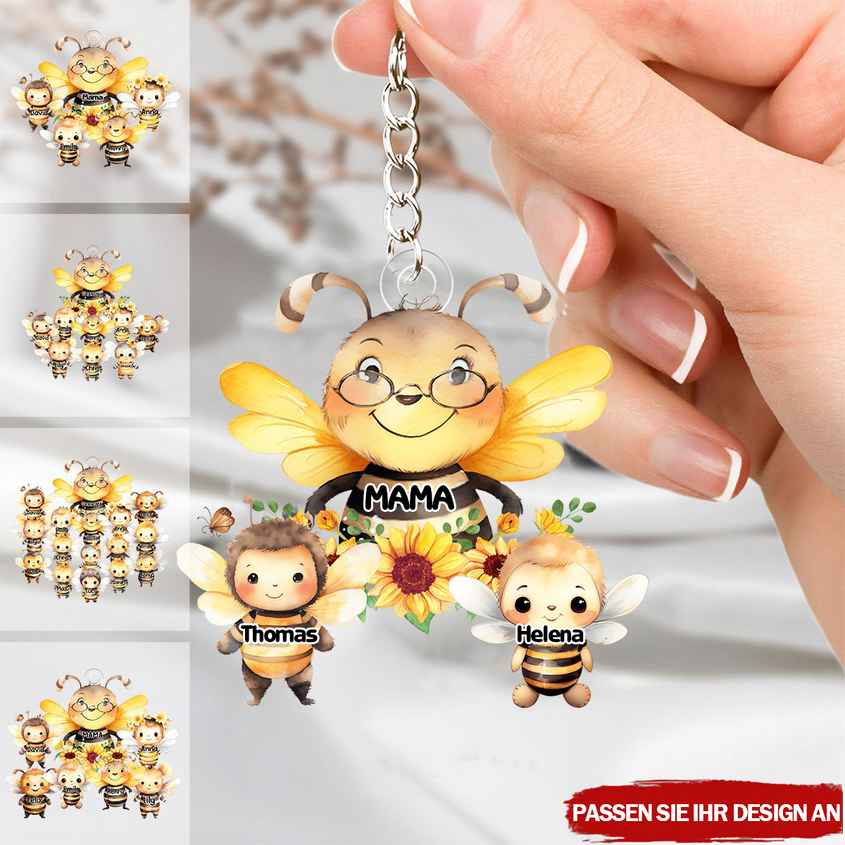 Bienen-Personalisierter Schlüsselanhänger für Oma und Mama