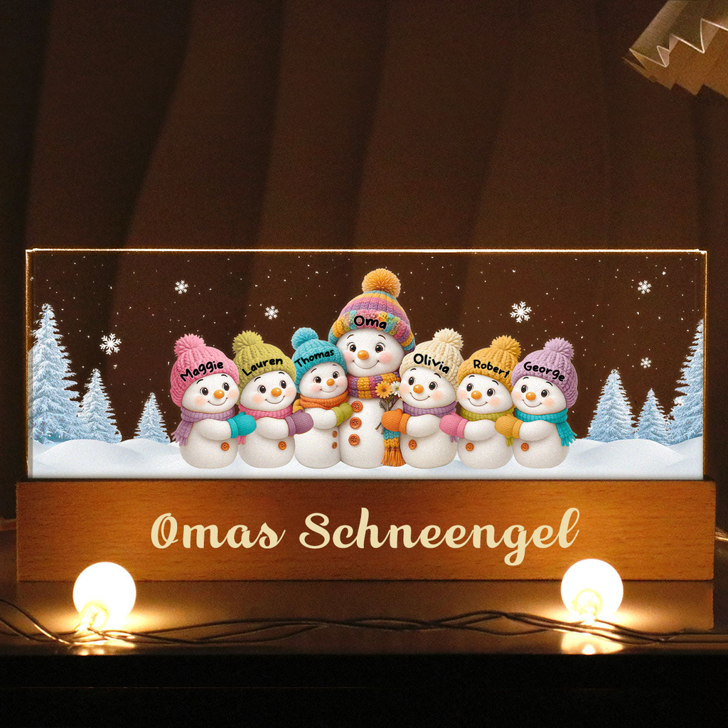 Personalisierte LED-Nachtlicht für Oma – Schneemann-Motiv mit Namen