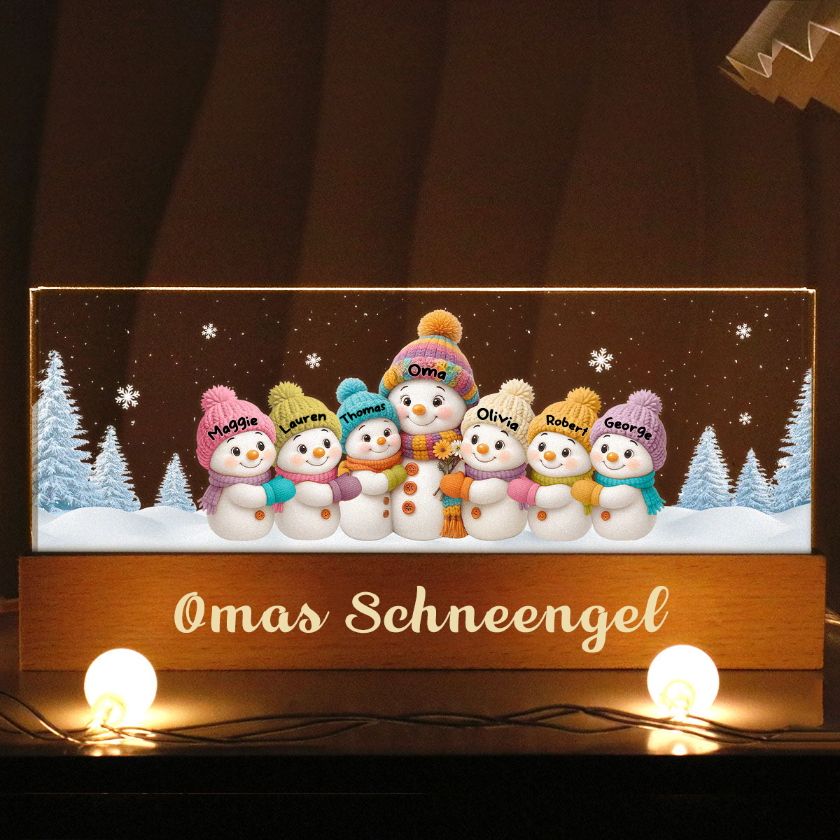 Personalisierte LED-Nachtlicht für Oma – Schneemann-Motiv mit Namen