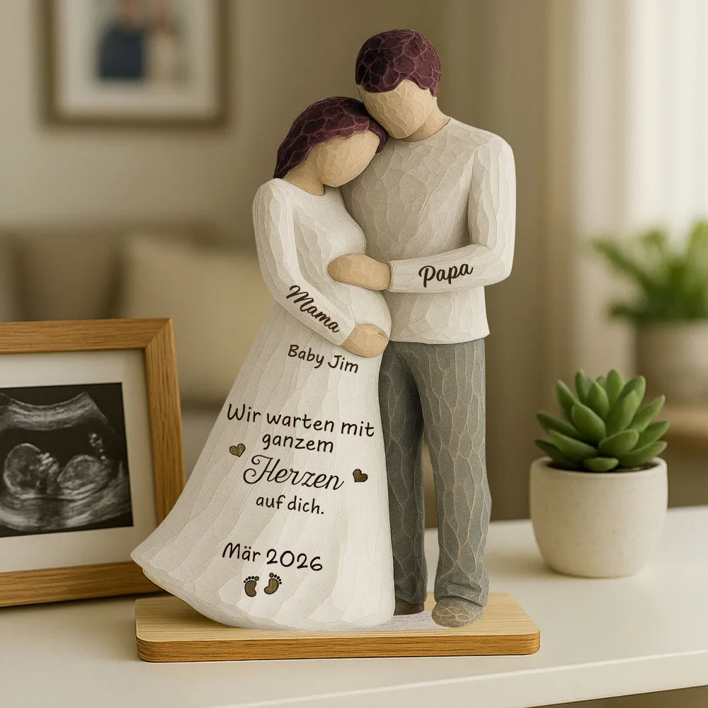 Baby unterwegs-Personalisierter Holzaufsteller mit Namen Geschenk für werdende Mutter