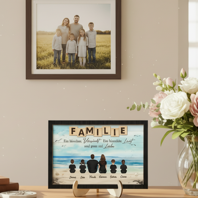 Personalisierte Holztafel mit Familien Geschenk für Papa, Mama, Opa und Oma