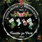 Erstes Weihnachten als Familie zu... Peronalisierter Glasanhänger Christbaumschmuck