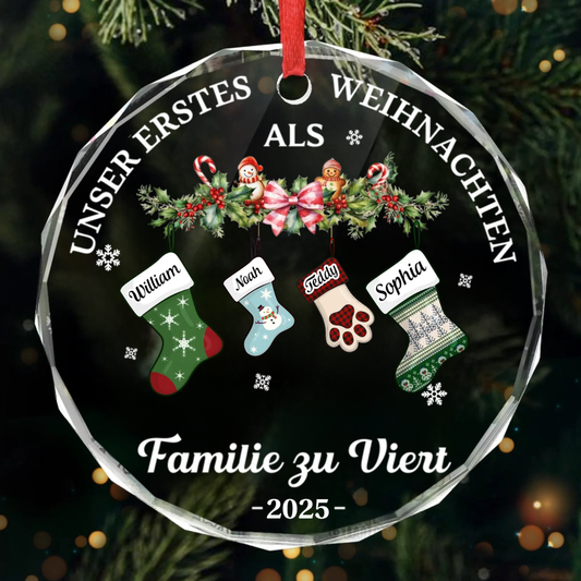 Erstes Weihnachten als Familie zu... Peronalisierter Glasanhänger Christbaumschmuck