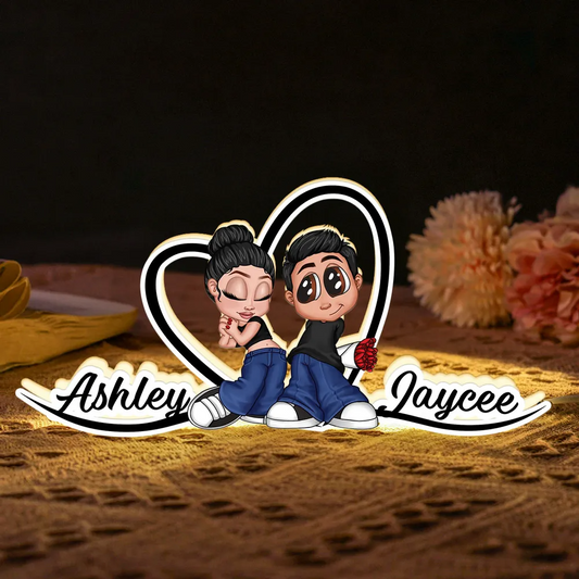 Y2K-Paar und Herz Personalisierte Lichtbox mit Namen Geschenk für Paar/LGBT-Paar