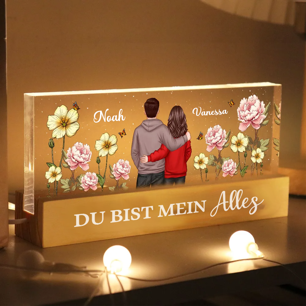 Mann & Frau Personalisiertes LED-Nachtlicht mit Geburtsblumen Geschenk für Paare