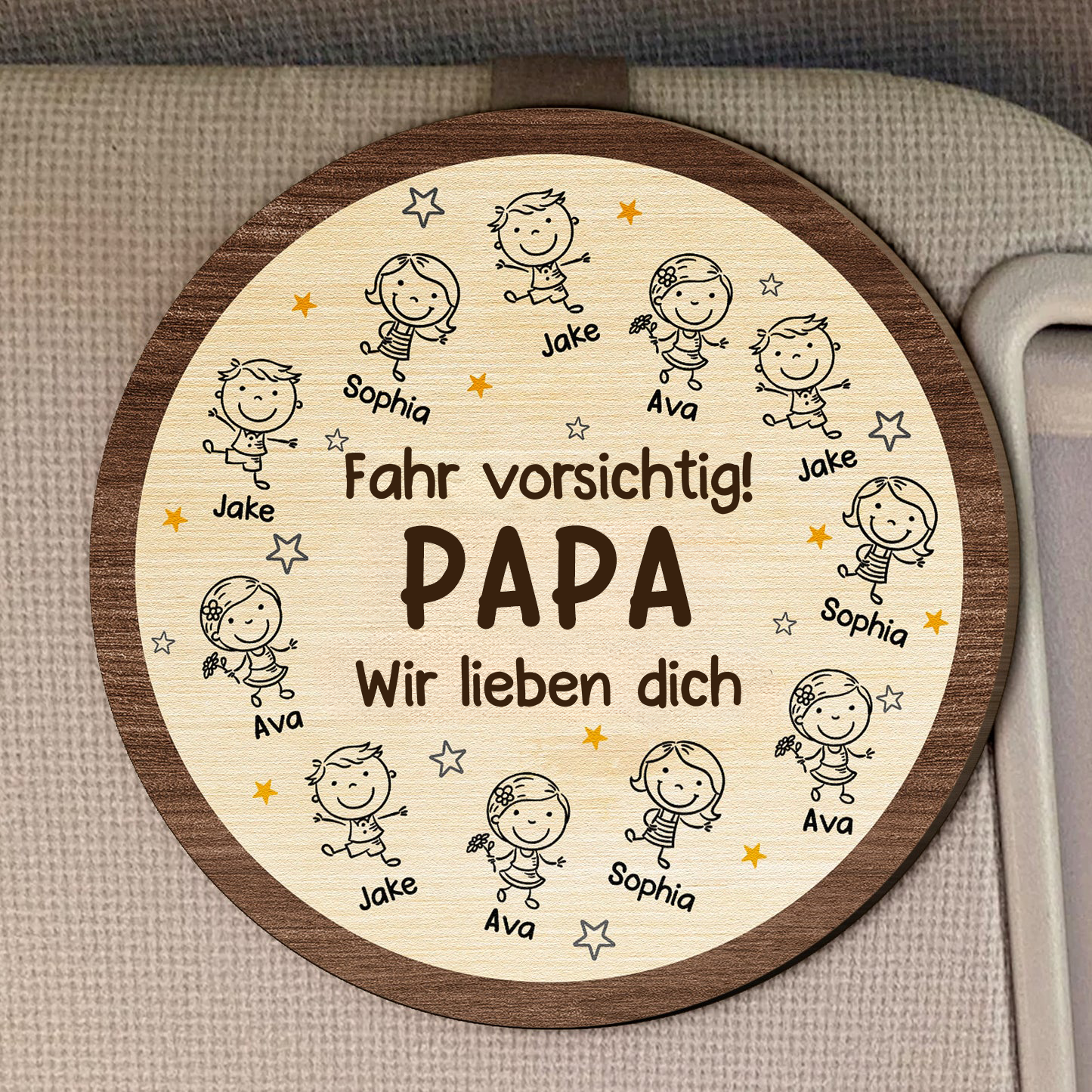Fahr Vorsichtig Sonnenblendenclip mit Zeichentrickfiguren Geschenk für Papa