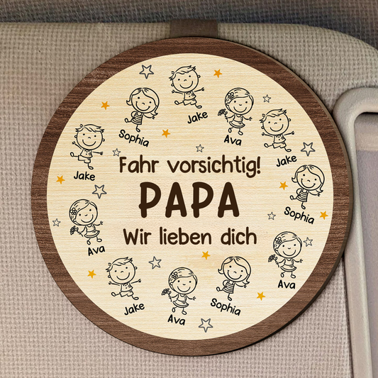 Fahr Vorsichtig Sonnenblendenclip mit Zeichentrickfiguren Geschenk für Papa