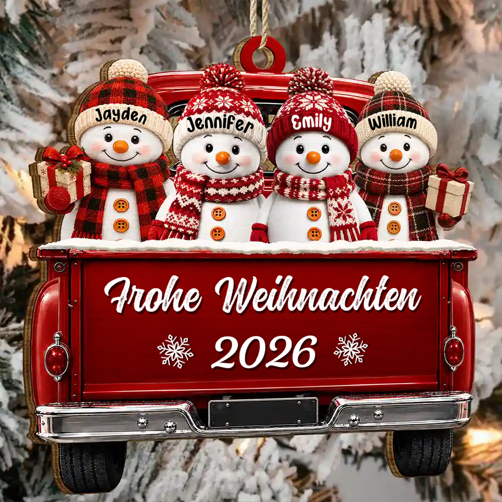 Personalisierter Holz-Weihnachtsanhänger – Schneemann-Motiv mit Namen & Text