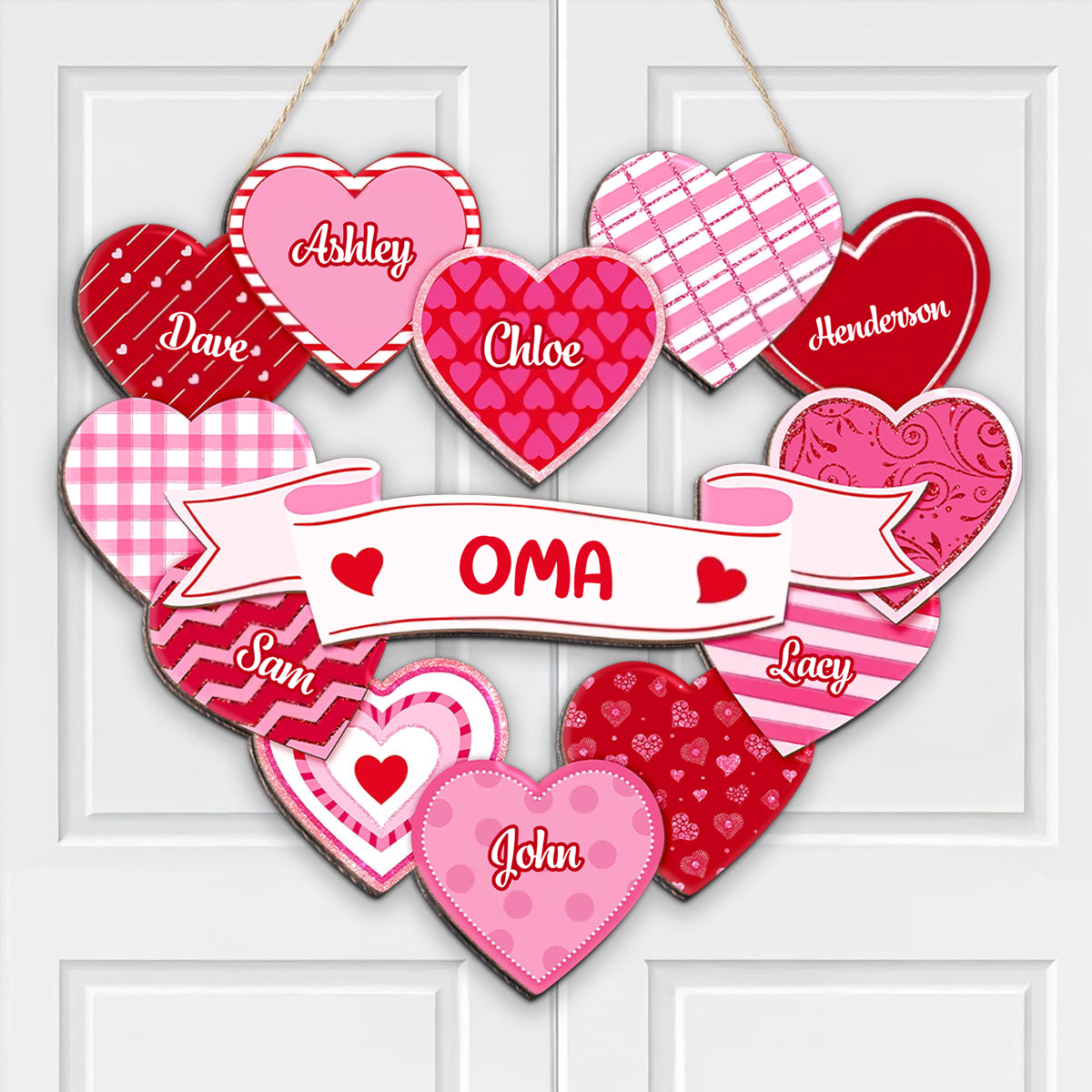 Personalisiertes Holzschild mit Herzen und Namen Geschenk für Oma