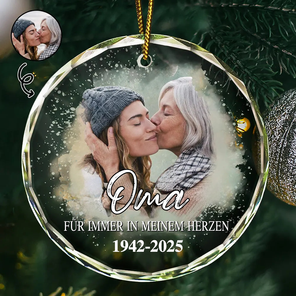 Glasornament mit Foto und Text Personalisierter Christbaumschmuck zur Trauer