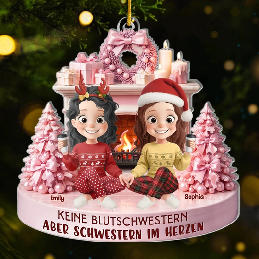 Beste Freundinnen am Kamin Personalisierter Acrylanhänger mit 2-5 Frauen Chrisbaumschmuck für Freunde