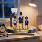 Basketballpapa und Kinder- Personalisierter Holzaufsteller mit Trikots und Text