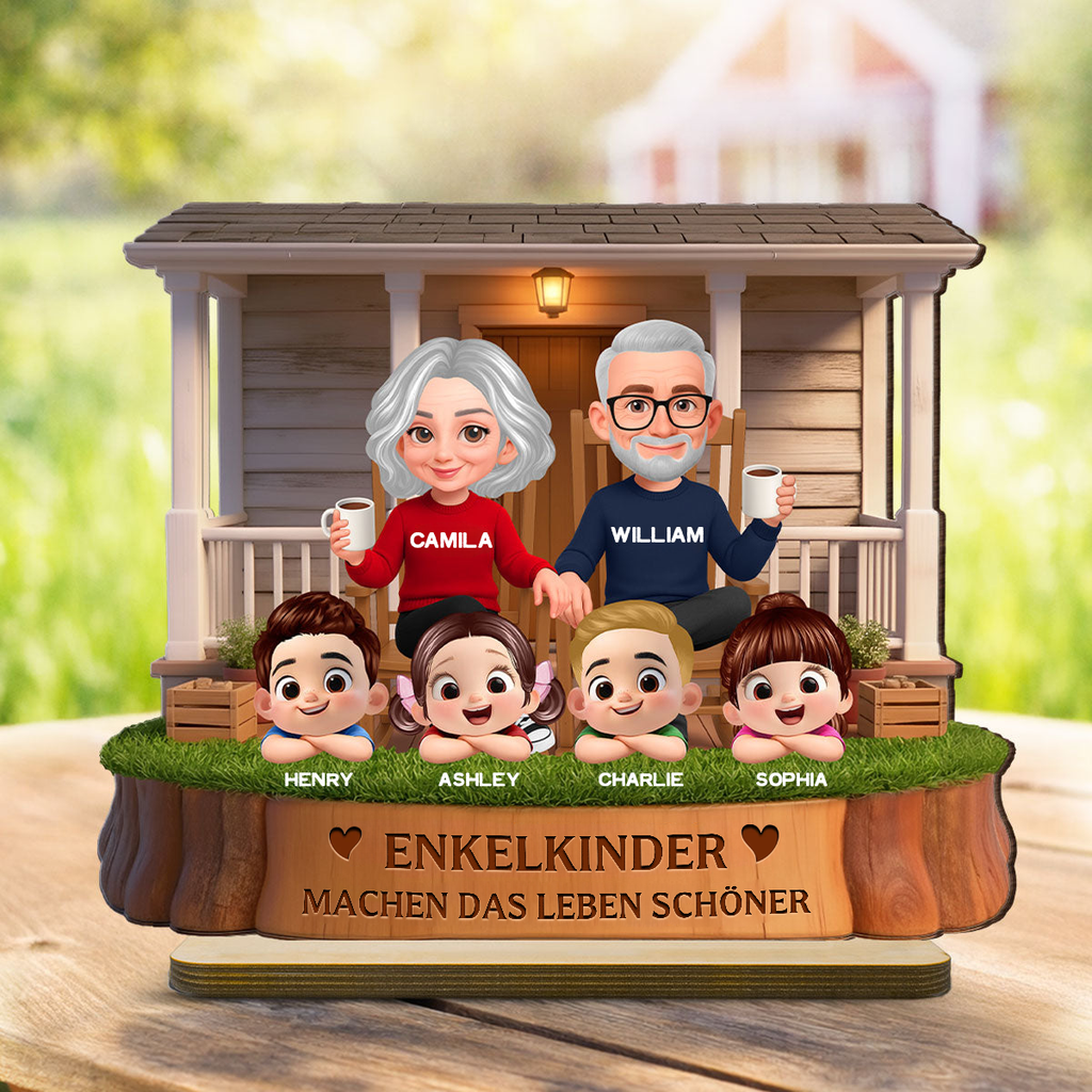 Personalisierter Holzaufsteller – Großeltern oder Eltern mit Kindern