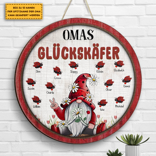 Zwerg und Käfer- Personalisiertes Holzschild für Oma