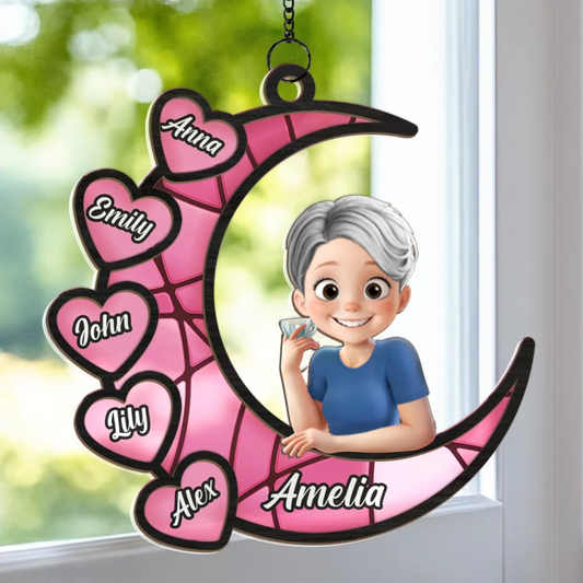 Personalisierter Sonnenfänger mit Mondmotiv Geschenk für Oma und Mama