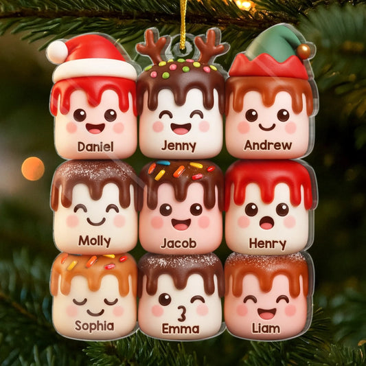 Marshmallow-Personalisierter Acrylanhänger mit Namen Christbaumschmuck für Familie