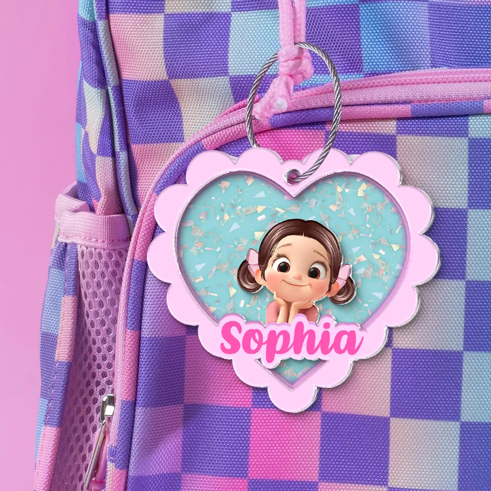Acryl-Schlüsselanhänger mit Herz Namensschild Geschenk für Kinder