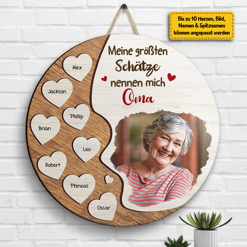 Personalisiertes Holzschild mit Foto und Namen Geschenk für Oma