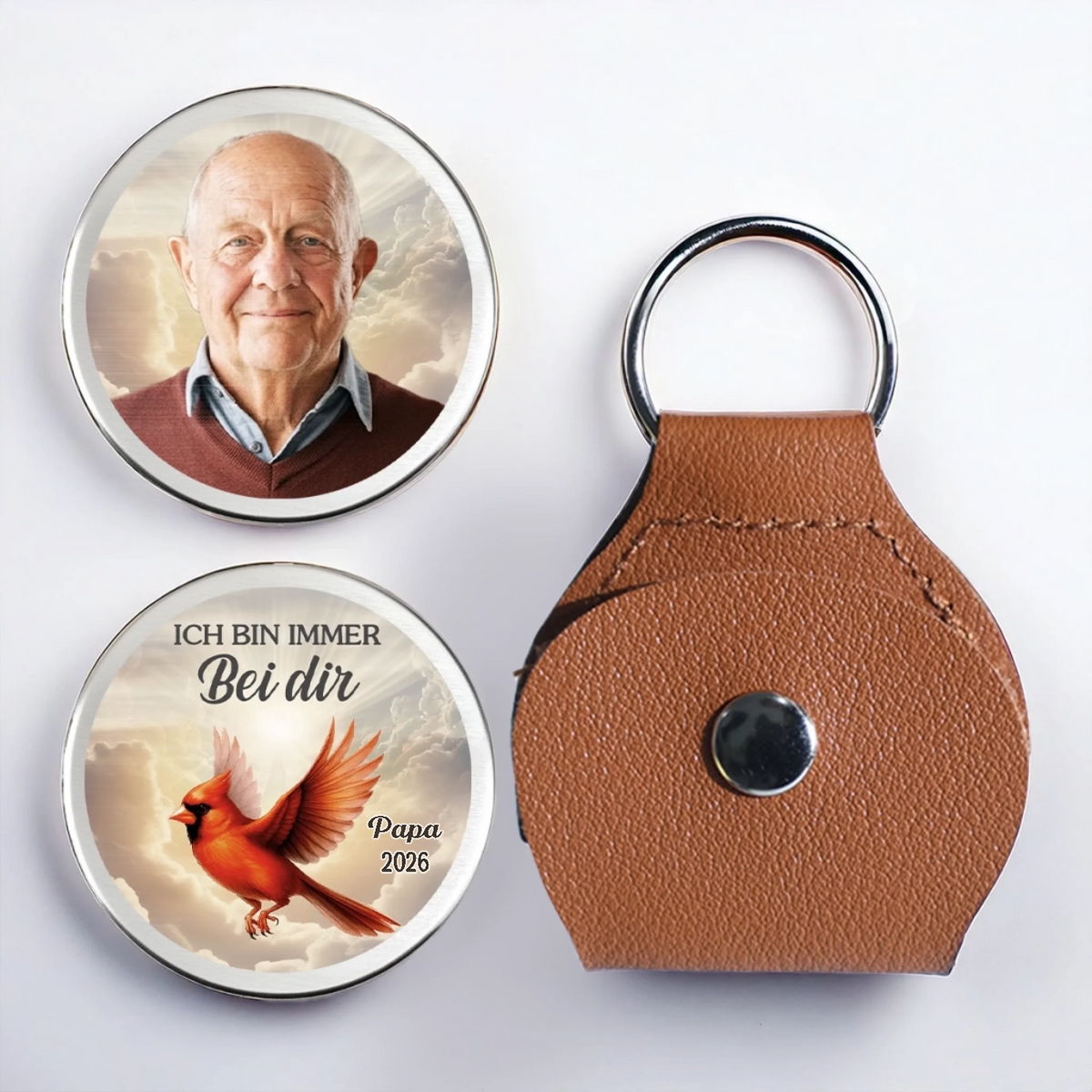 Ich bin immer bei dir- Pocket Hug mit Foto Taschenumarmung zur Trauer Münze mit Foto