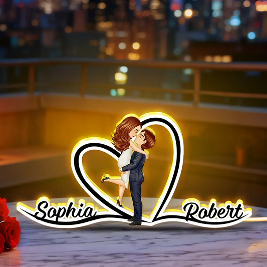 Personalisierte LED-Lichtbox - Paar und Herz Geschenk für Paar / LGBT Paar