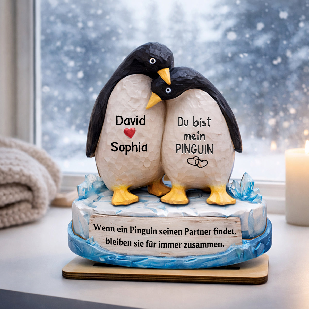 Du bist mein Penguin- Personalisierter Holzaufsteller mit Namen Geschenk für Paar