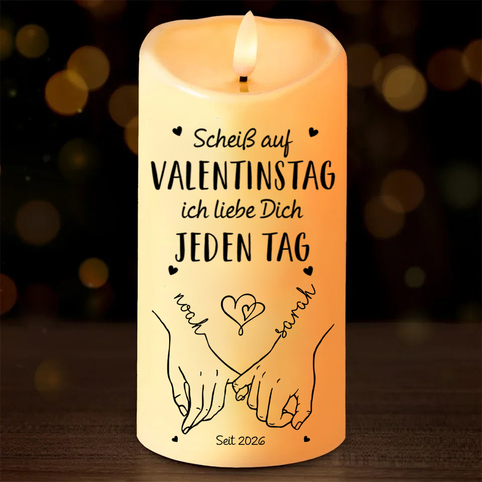 Vom ersten Kuss - Personalisierte LED Kerze für Paare zum Valentinstag