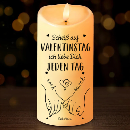 Vom ersten Kuss - Personalisierte LED Kerze für Paare zum Valentinstag