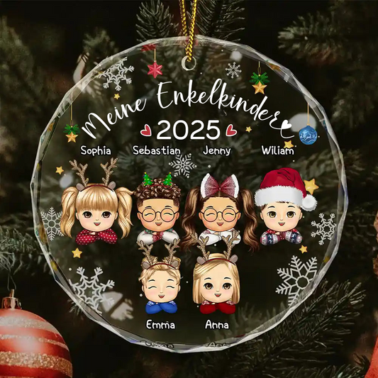 Enkelkinder - Personalisierter Glasanhänger Christbaumschmuk für Opa und Oma