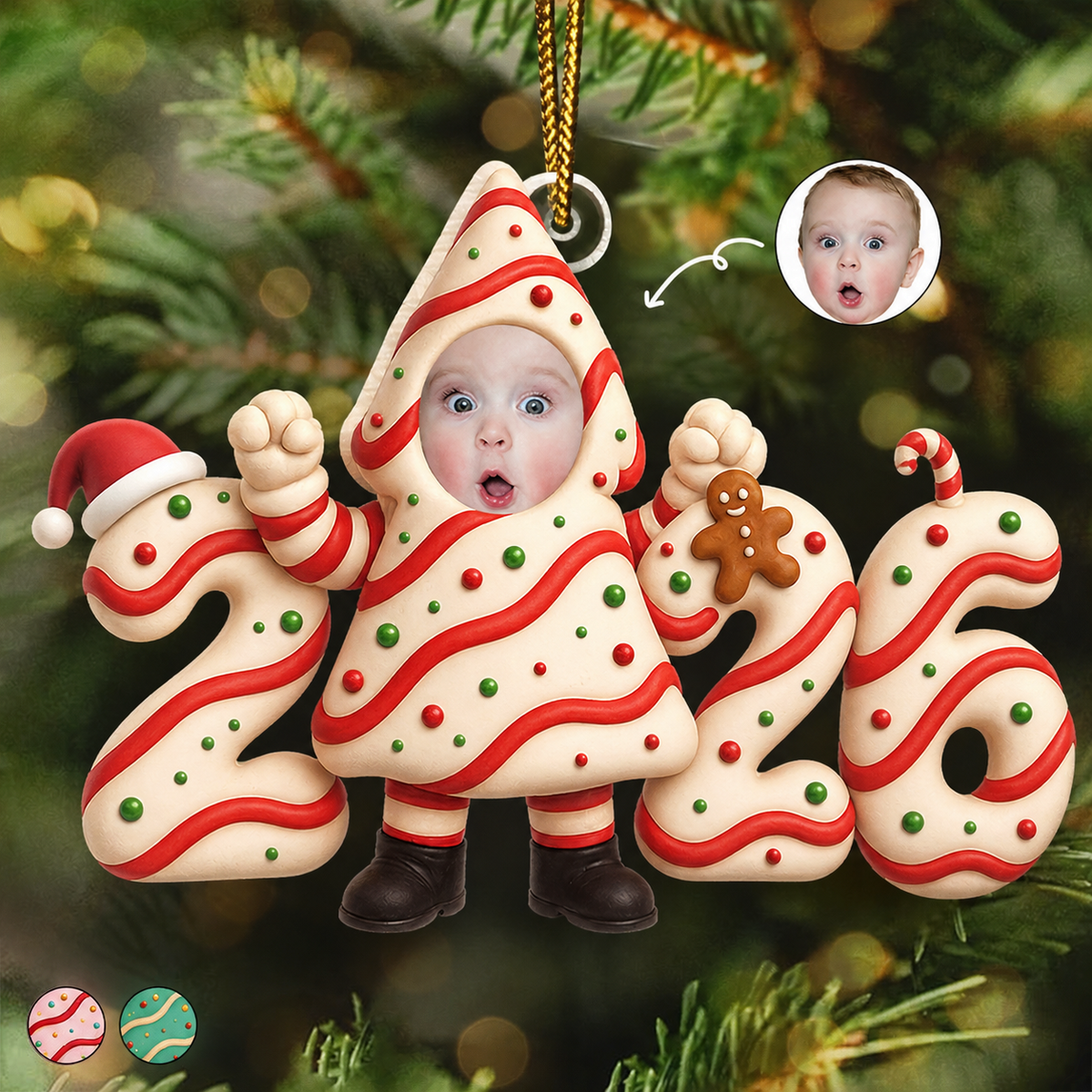 2025 Baby Personalisierter Acrylanhänger mit Foto Weihnachtsgeschenk