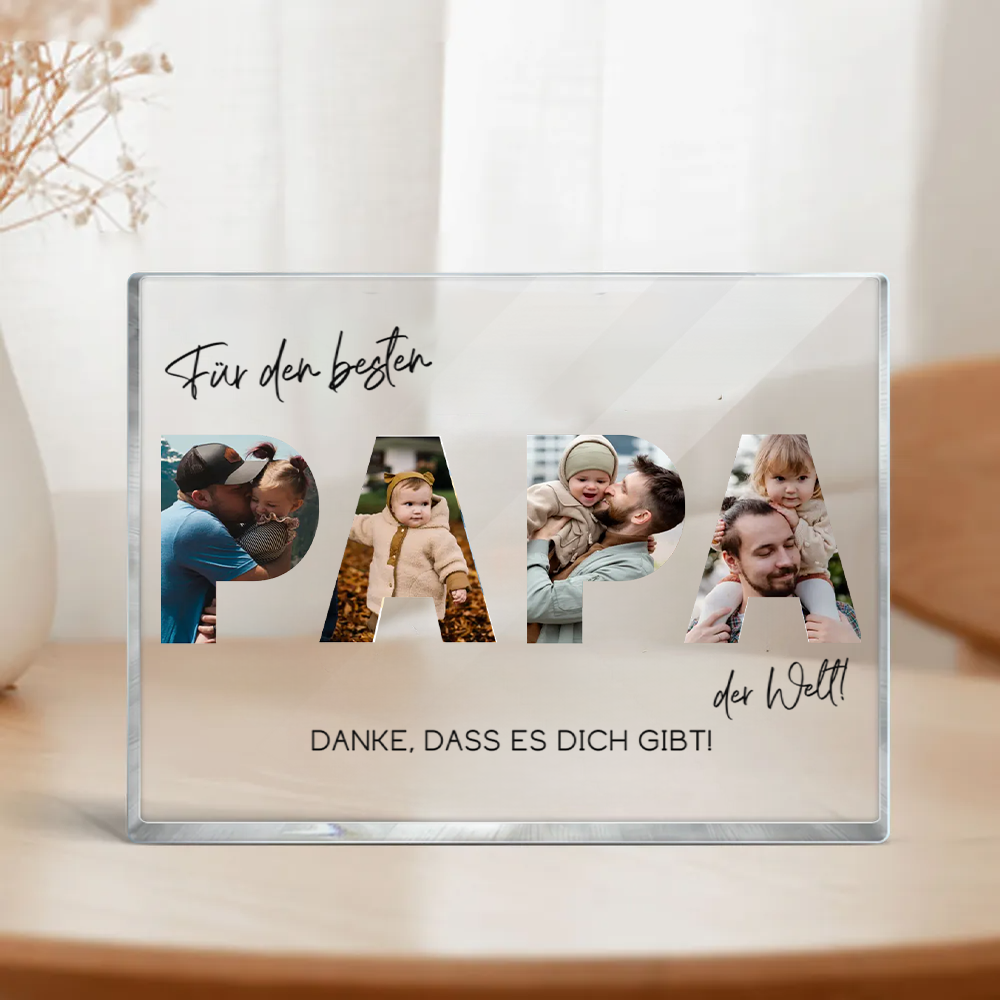 Für den besten Papa der Welt-Acrylblock mit Fotos und Text Geschenk für Vater