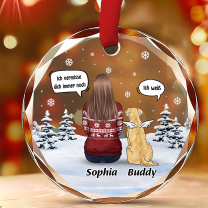 Personalisierter Glasanhänger Christbaumschmuck Trauer zur Hund und Katze
