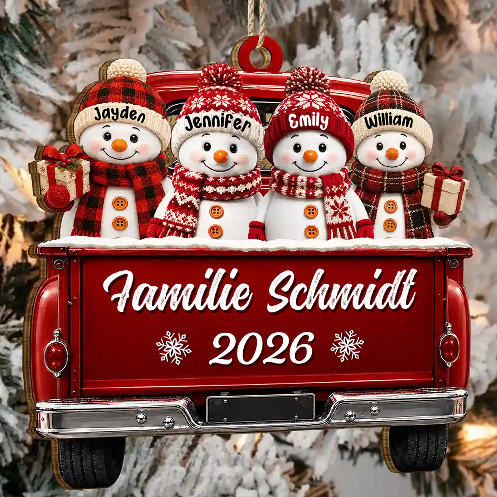 Personalisierter Holz-Weihnachtsanhänger – Schneemann-Motiv mit Namen & Text