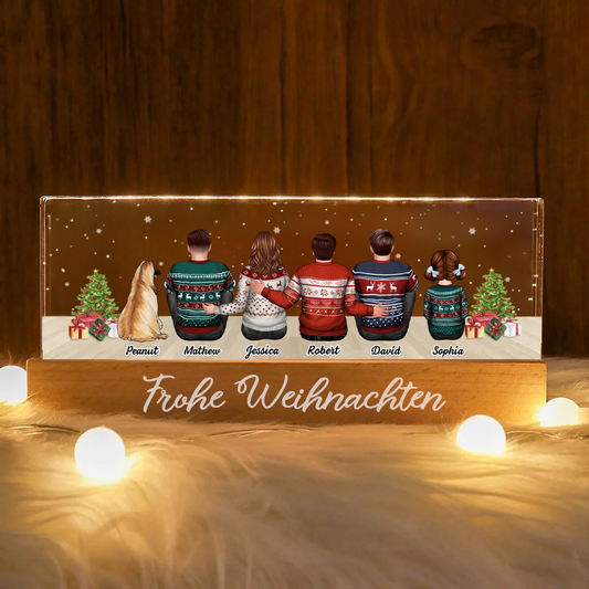 Personalisierte LED-Nachtlicht mit Familie, Katzen und Hunde Weihnachtsgeschenk