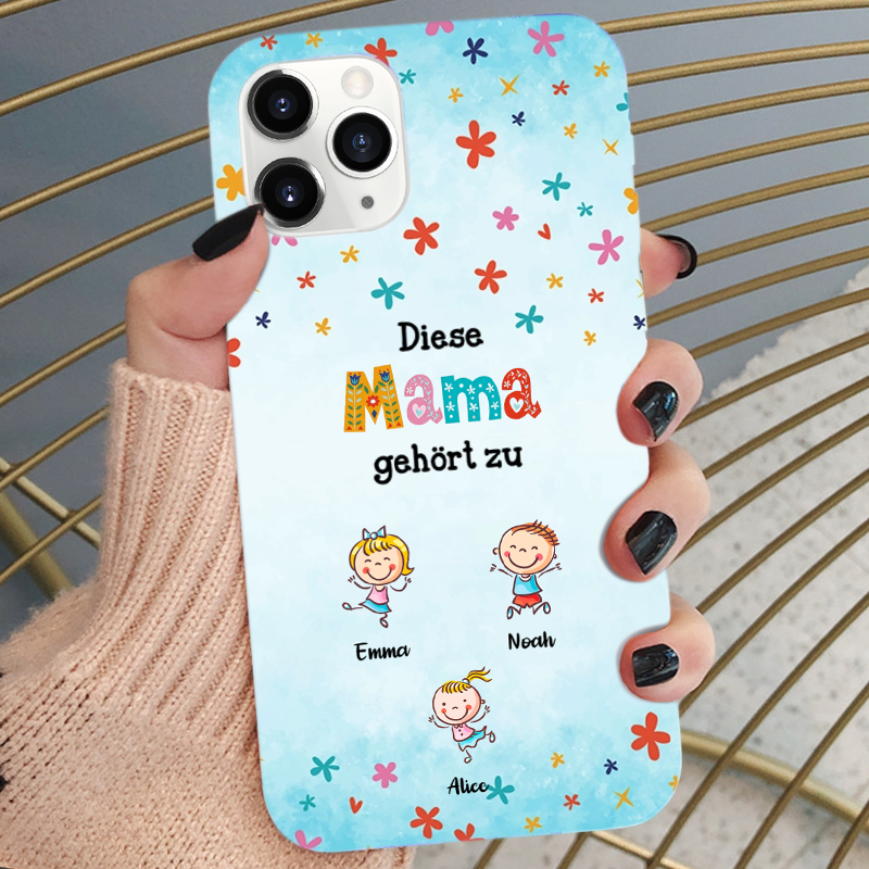 Diese...gehört zu- Blaue Silikonhandyhülle für iPhone und Samsung mit Comicfiguren Geschenk für Mama und Oma