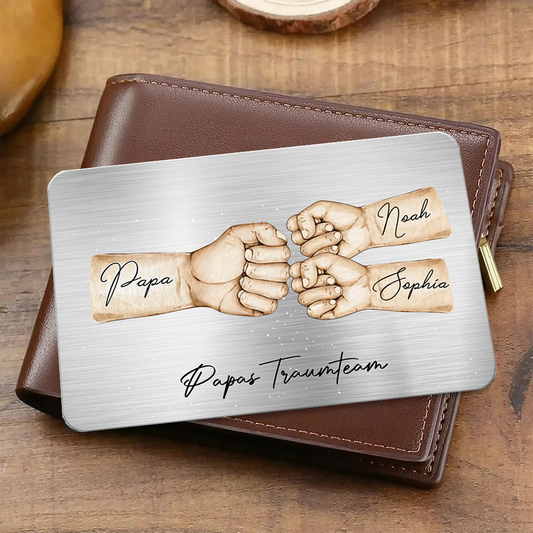 Personalisierter Geldbörsen-Karte mit Fausstoß Wallet Card für Papa