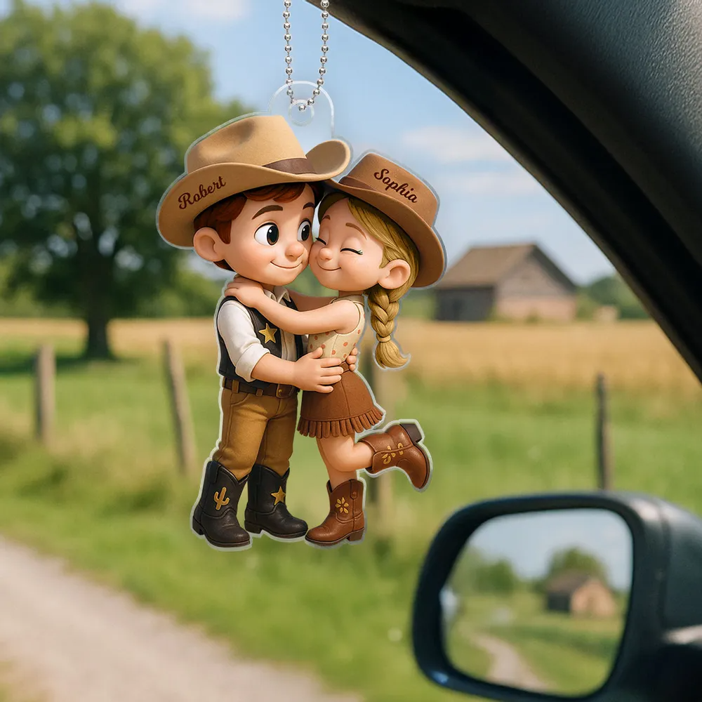 Cowboy Couple-Personalisierter Acrylanhänger mit Namen Geschenk für Paar