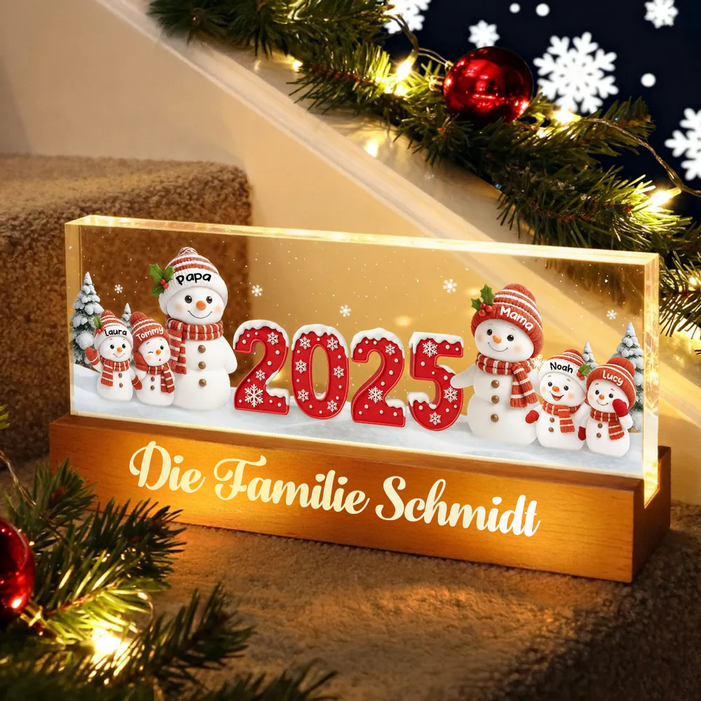 2025 Schneemanfamilie-Personalisiertes LED-Nachtlicht Weihnachtsgeschenk für Familie