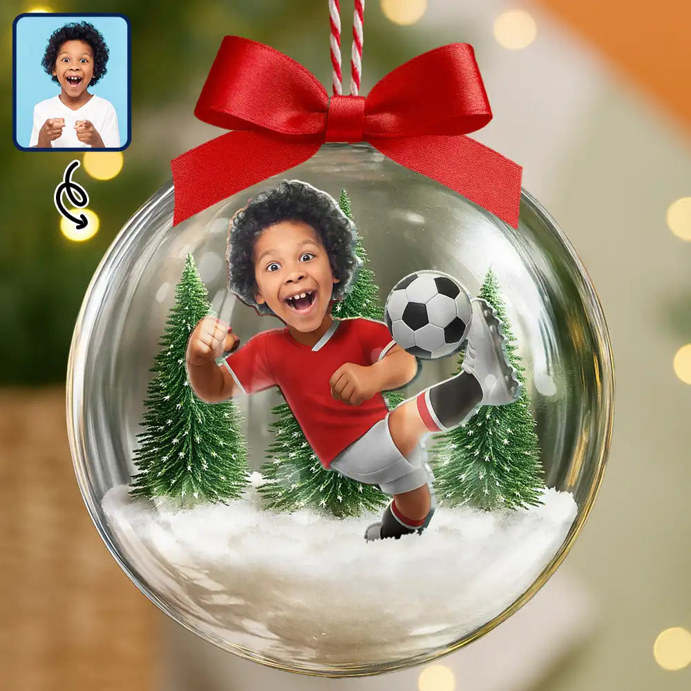 Personalisierte 3D-Acrylkugel mit Foto – Fußball-Motiv