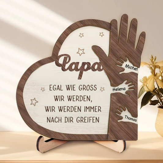Hand in Hand Personalisierte 2-lagigen Holztafel für Papa