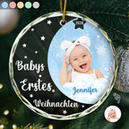 Personalisierter Glas-Weihnachtsanhänger mit Foto - Babys erstes Weihnachten