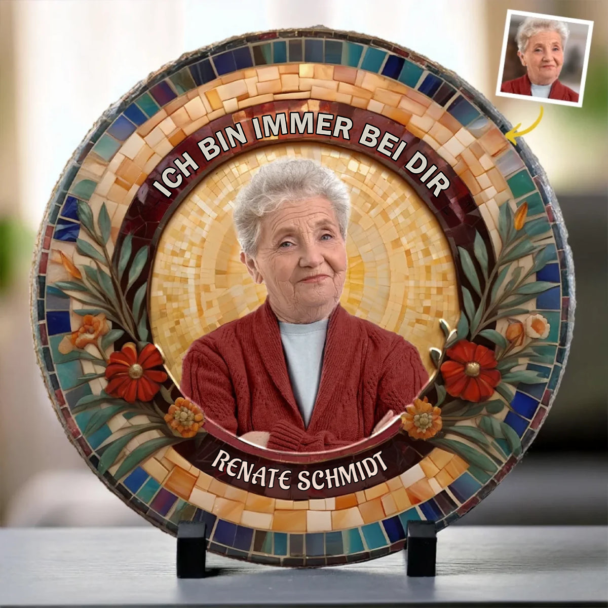 Personalisierte Schieferplatte mit Foto und Name Trauergeschenk Erinnerungsgeschenk