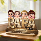 PAPA Personalisierter Holzaufsteller mit Kinder Geschenk für Vater
