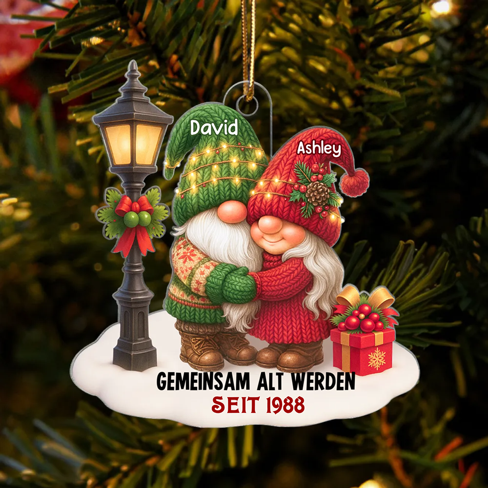 Gemeinsam alt werden-Personlisierter Acrylanhänger mit Zwergenpaar Christbaumschmuck für Paar