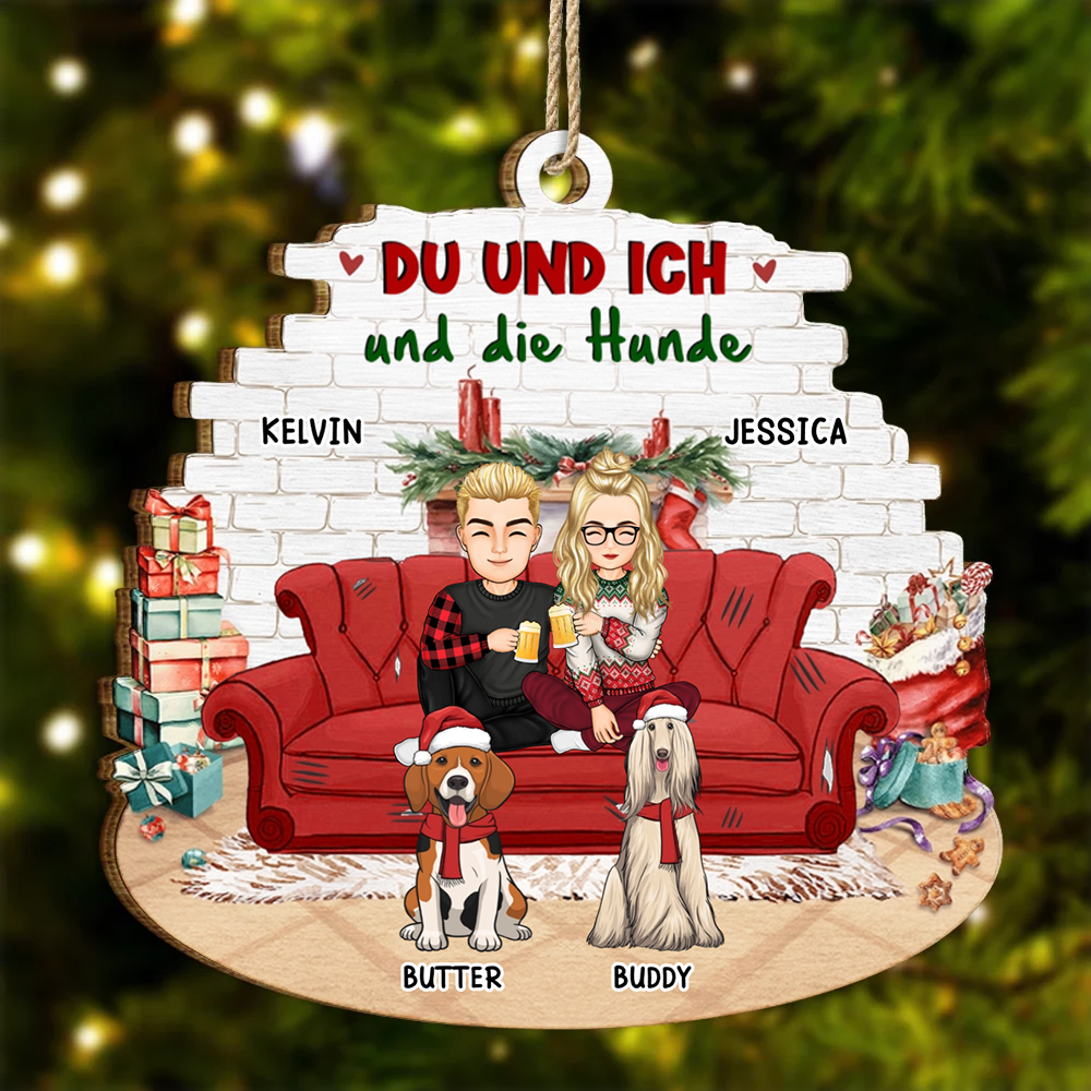 Du und Ich und die Haustiere-Personalisierter Christbaumschmuck für Paare & Tierliebhaber