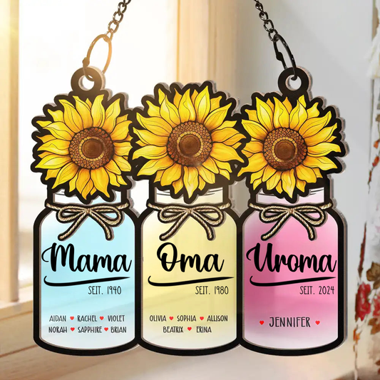 Personalisierter Sonnenfänger mit Vasen Geschenk für Frau, Mama und Oma