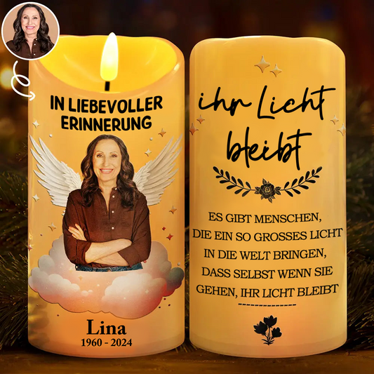 In liebevoller Erinnerung - Trauerkerze LED-Kerze mit Foto